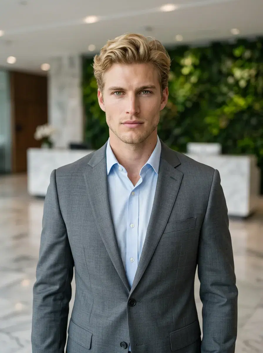 AI LinkedIn headshot — artistic framing, bold composition, generated by Pose AI