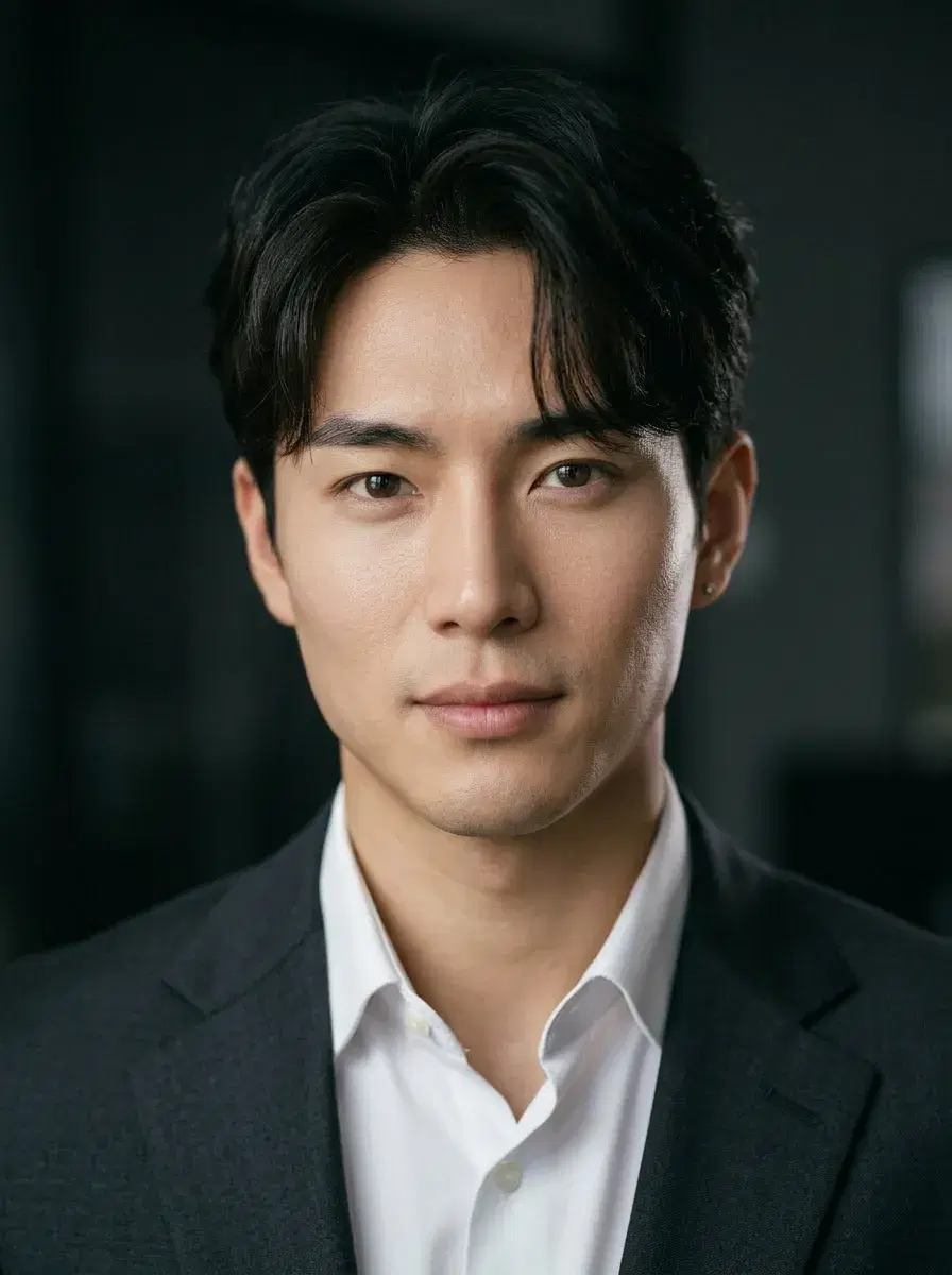 AI LinkedIn headshot style preview — professional headshot in a modern suit with confident expression