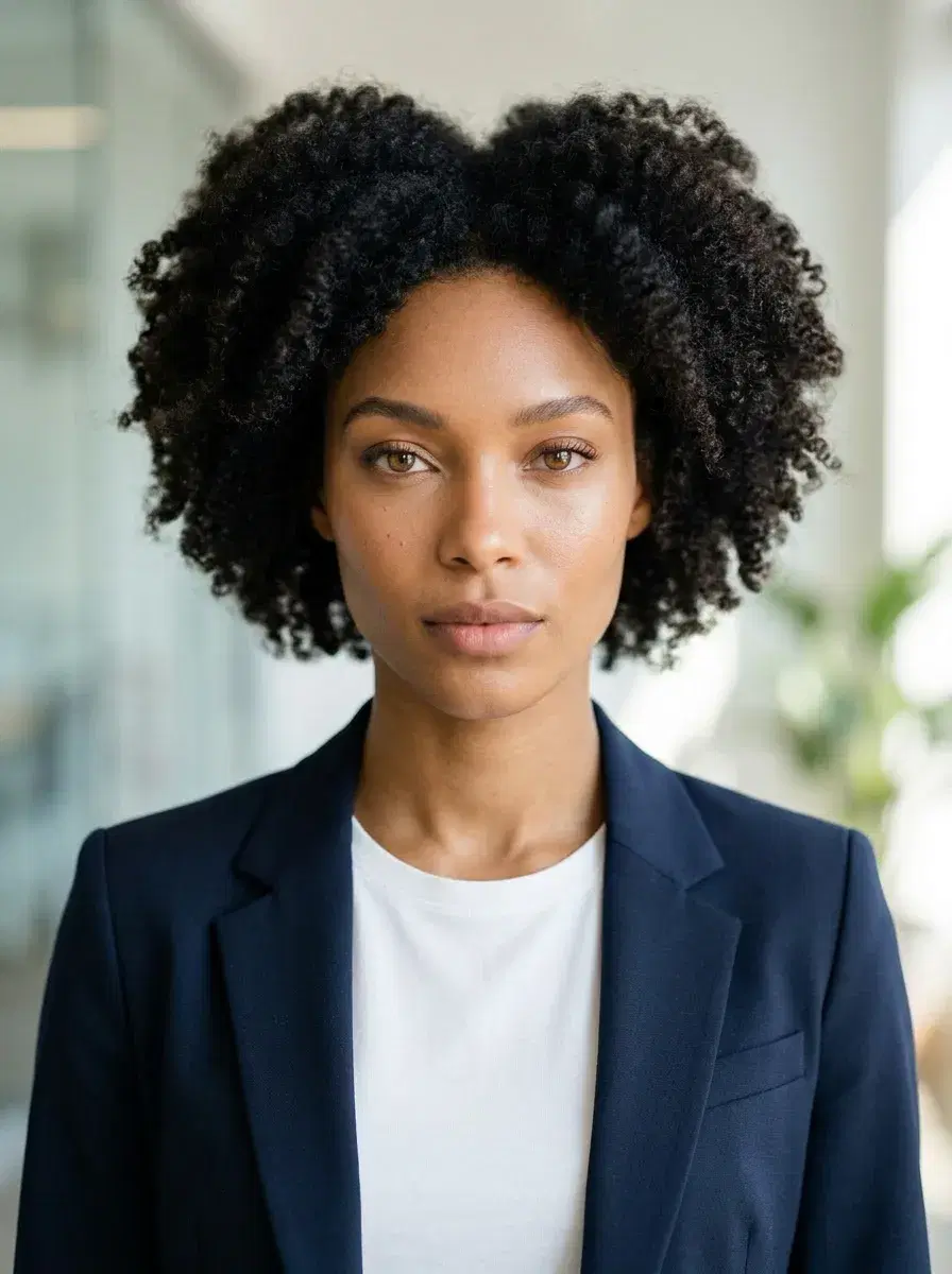 AI LinkedIn headshot style preview — startup founder in blazer, confident high-contrast headshot