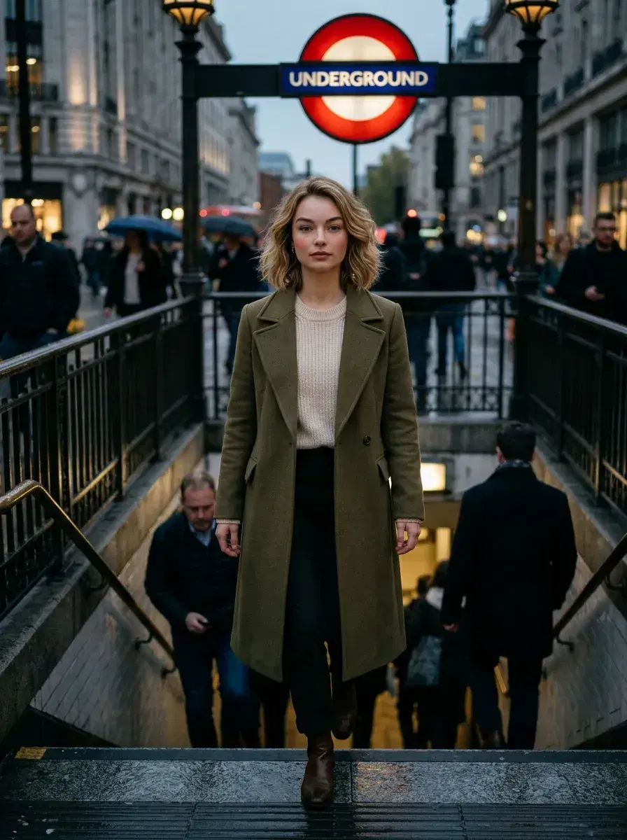 AI AI London Travel Photos — Instant Wanderlust — Person at London Underground entrance — AI London travel photo