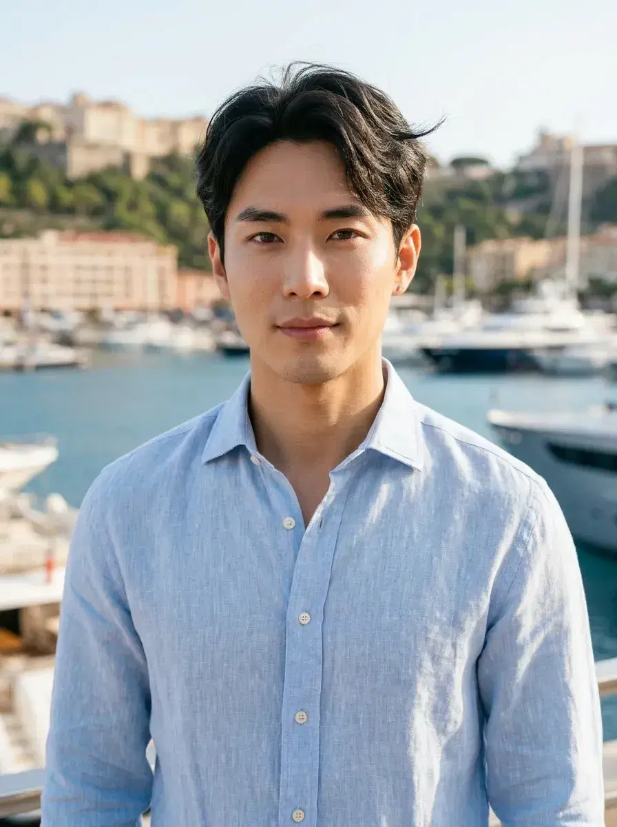 AI AI Luxury Lifestyle Photos — Pose AI — Person on a Monaco terrace overlooking the luxury marina — AI luxury lifestyle photo