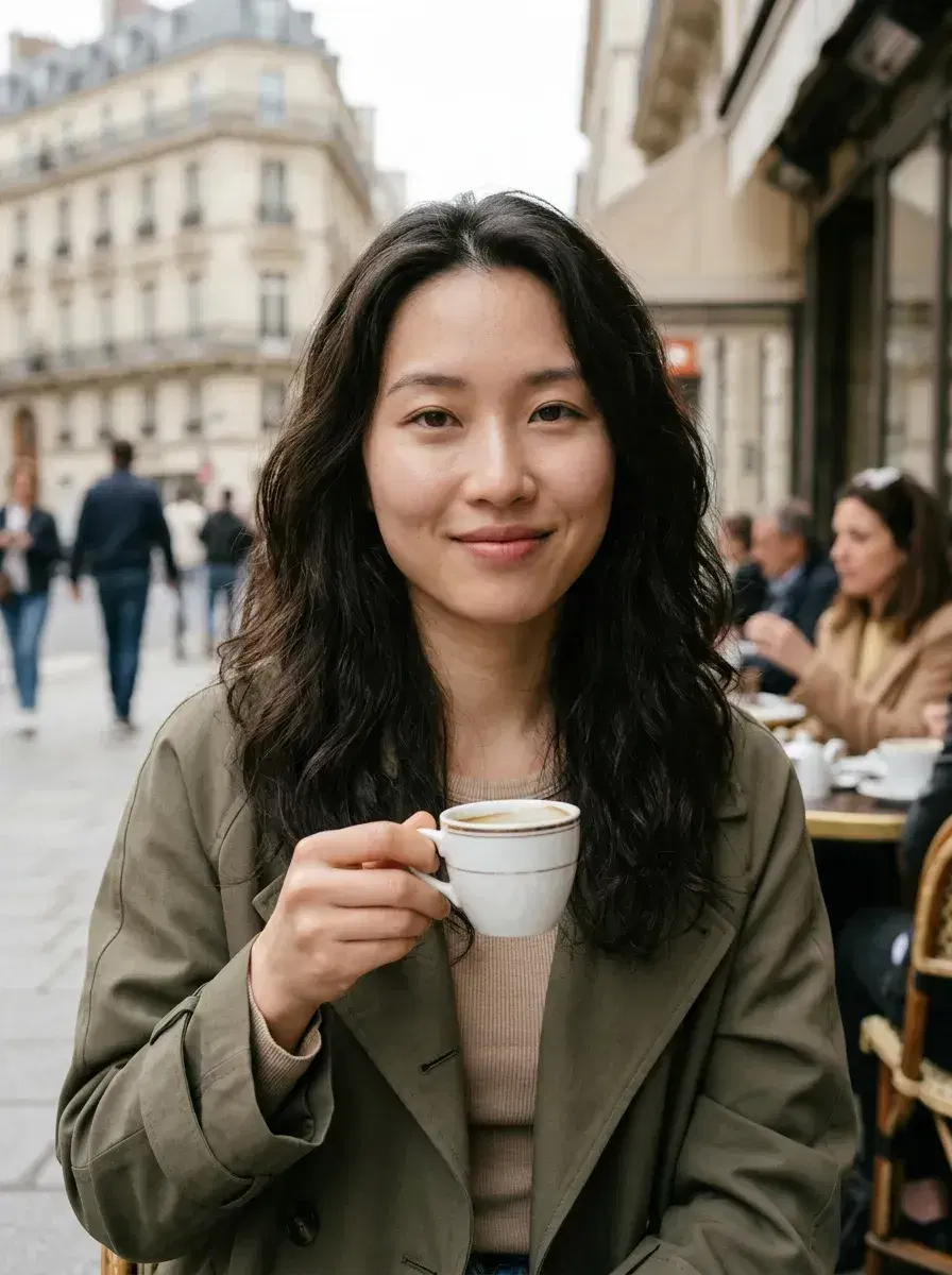AI AI Luxury Lifestyle Photos — Pose AI — Person at a luxury Parisian café terrace — AI luxury lifestyle photo