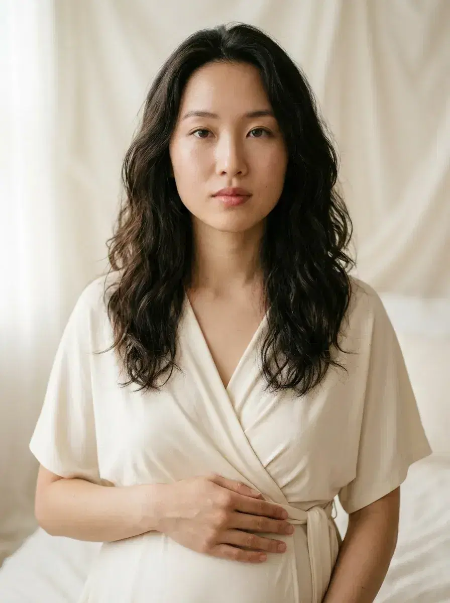 AI AI Maternity Photos — Timeless Portraits — AI maternity studio portrait with elegant draping wrap