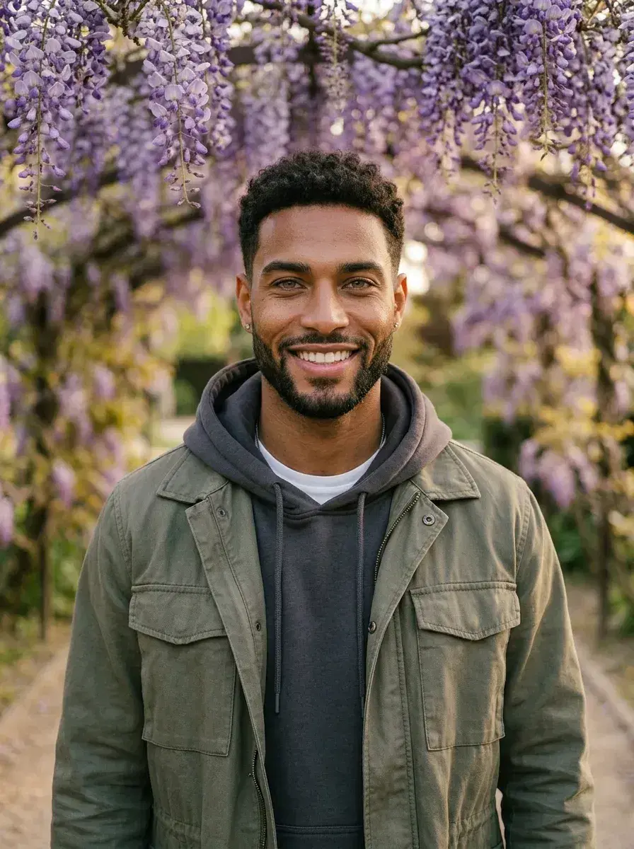 AI AI May Photo Dump — Spring Vibes — Wisteria archway portrait for an AI May photo dump