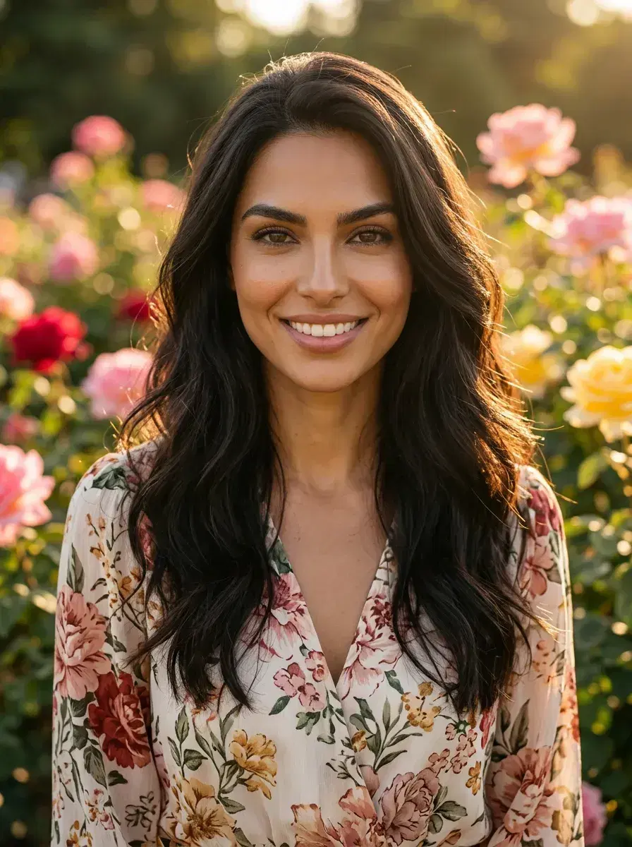 AI AI Mother's Day Photos — Timeless Portraits — AI Mother's Day photo in a sunlit rose garden, warm golden light portrait