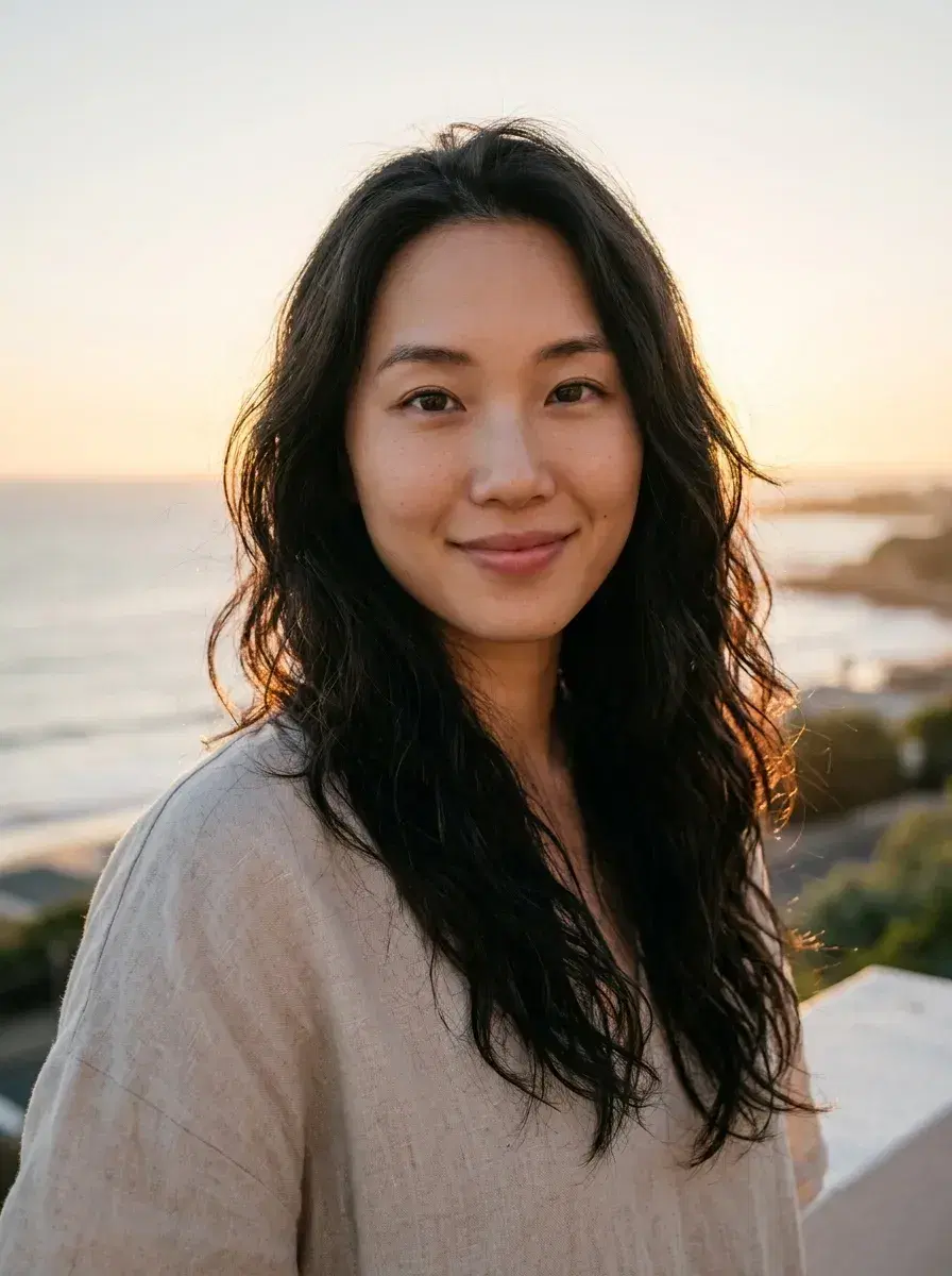 AI AI Mother's Day Photos — Timeless Portraits — AI Mother's Day portrait on a coastal terrace at golden hour