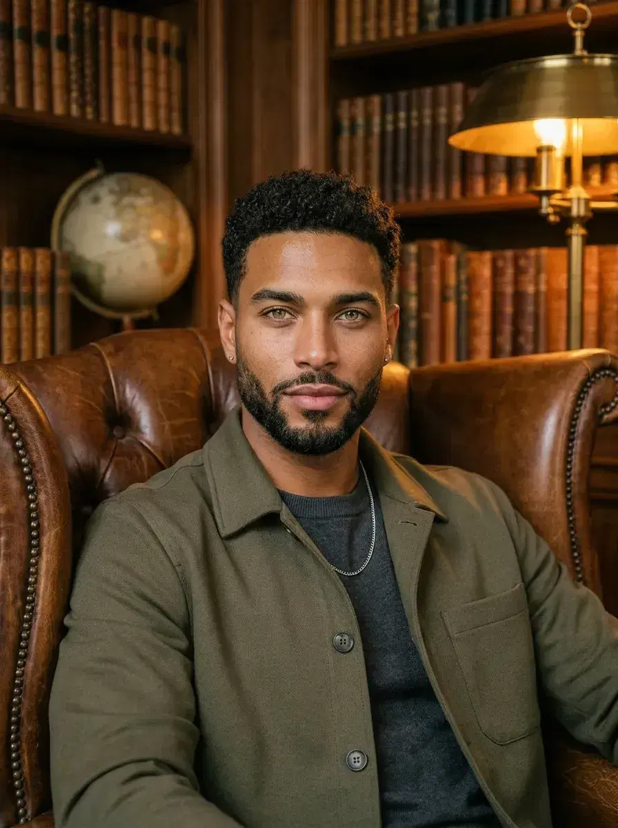 AI AI Old Money Aesthetic Photos — Pose AI — AI old money aesthetic photo — person in a private library with warm amber lighting