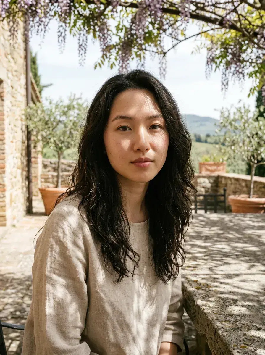 AI AI Old Money Aesthetic Photos — Pose AI — AI old money aesthetic photo — casual portrait at a European villa with wisteria