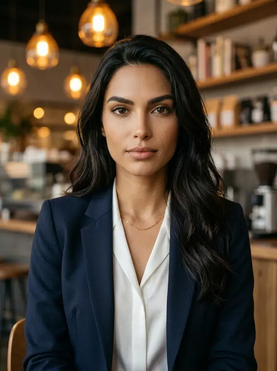 AI AI Personal Brand Headshots — Look Iconic — AI personal brand headshot in a warm high-end cafe setting