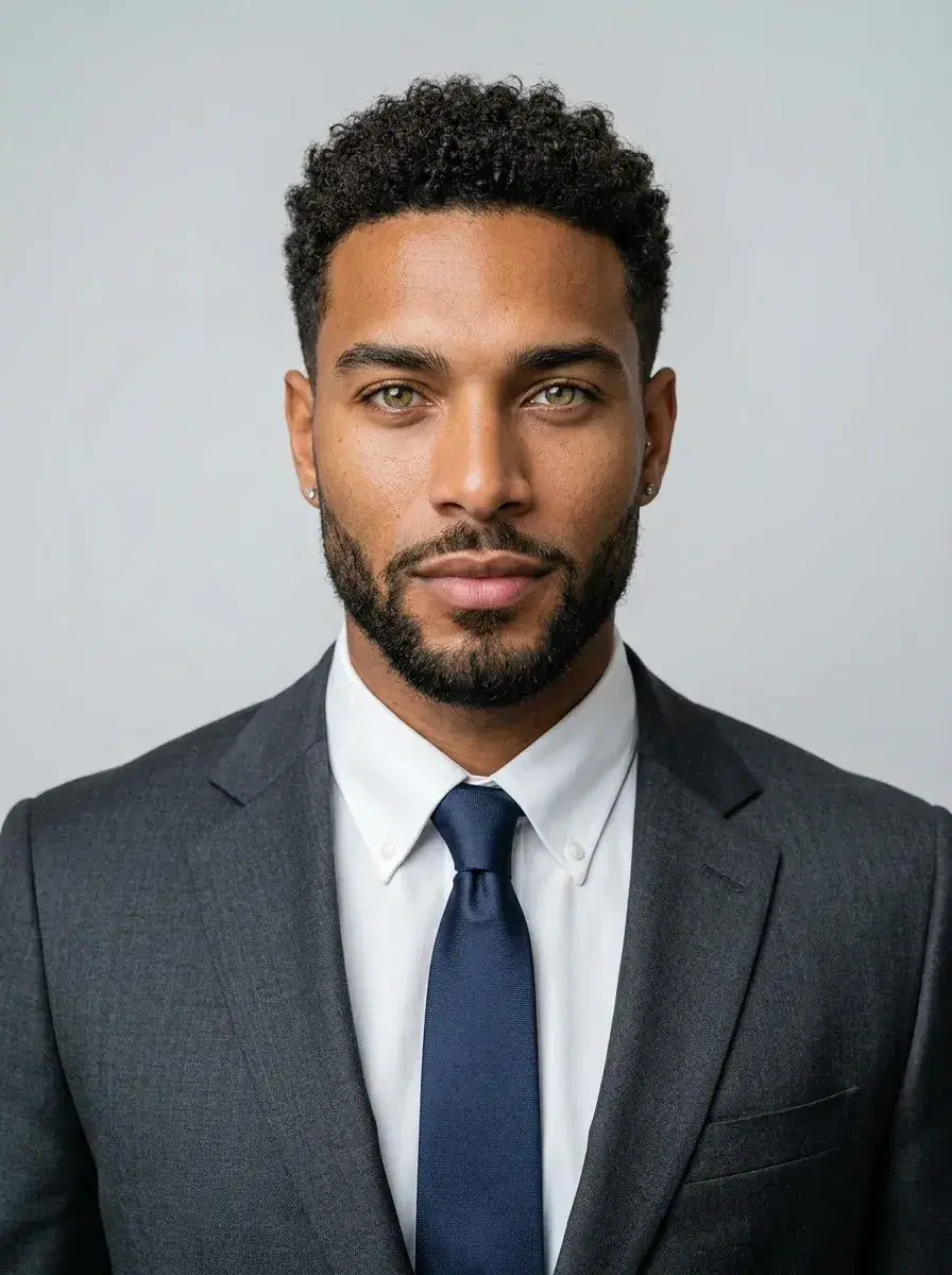 AI AI Professional Headshots — Studio Looks — AI professional headshot with clean grey studio backdrop and business attire