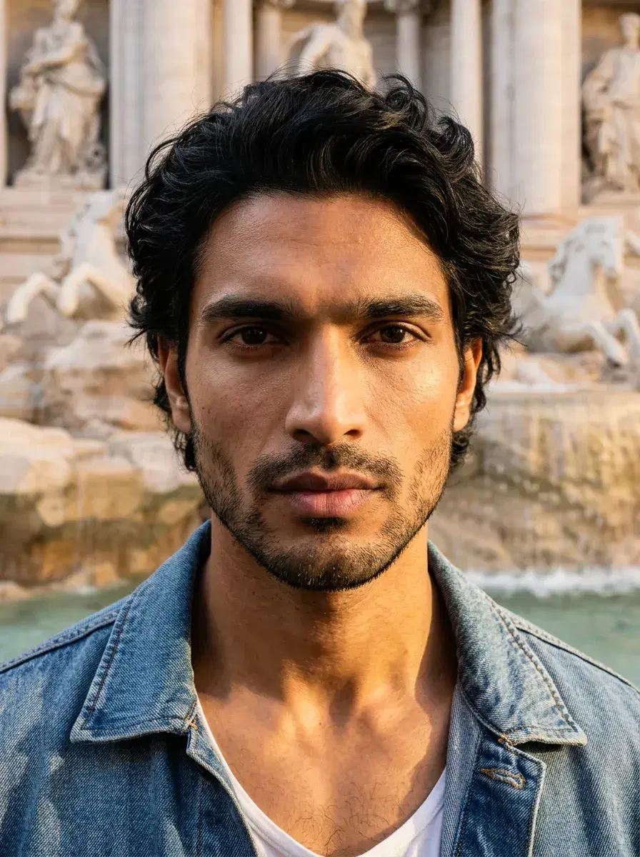 AI AI Rome Travel Photos — Instant Wanderlust — Close-up portrait at the Trevi Fountain in Rome