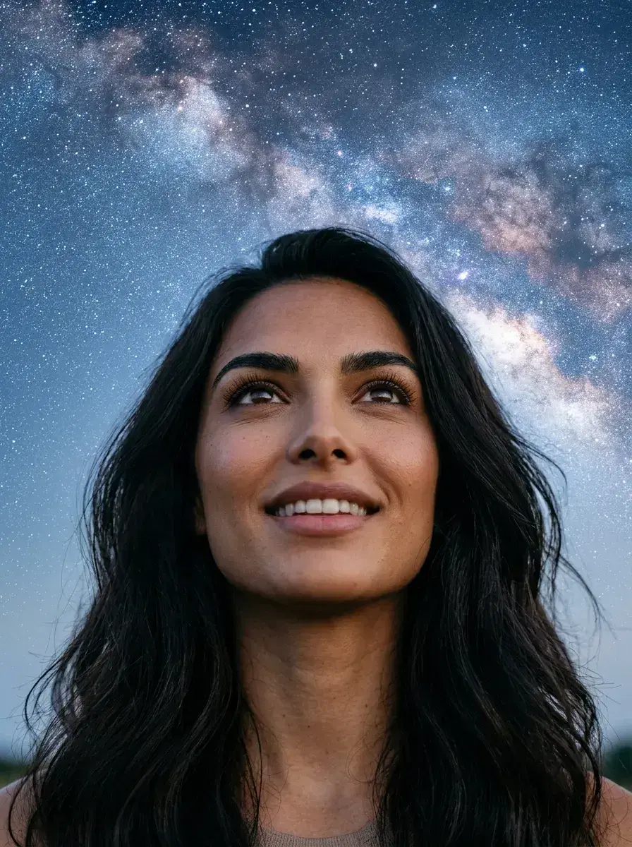 AI AI Space Photos — Astronaut Portraits — Person gazing at the Milky Way — AI galaxy portrait