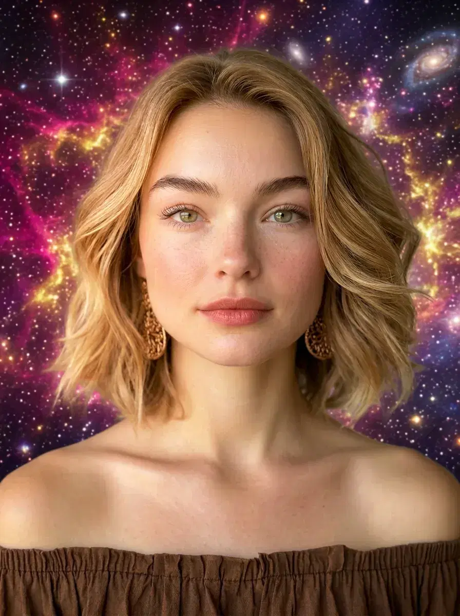 AI AI Space Photos — Astronaut Portraits — Person portrait with vibrant nebula background — AI galaxy space photo