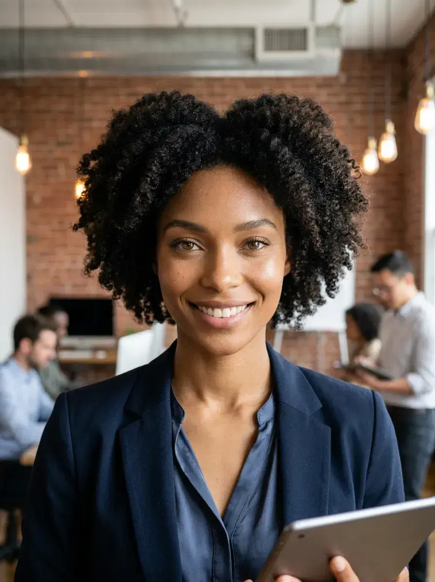 AI AI Startup Headshots — Look Founder-Ready — AI startup headshot in San Francisco loft office with warm lighting