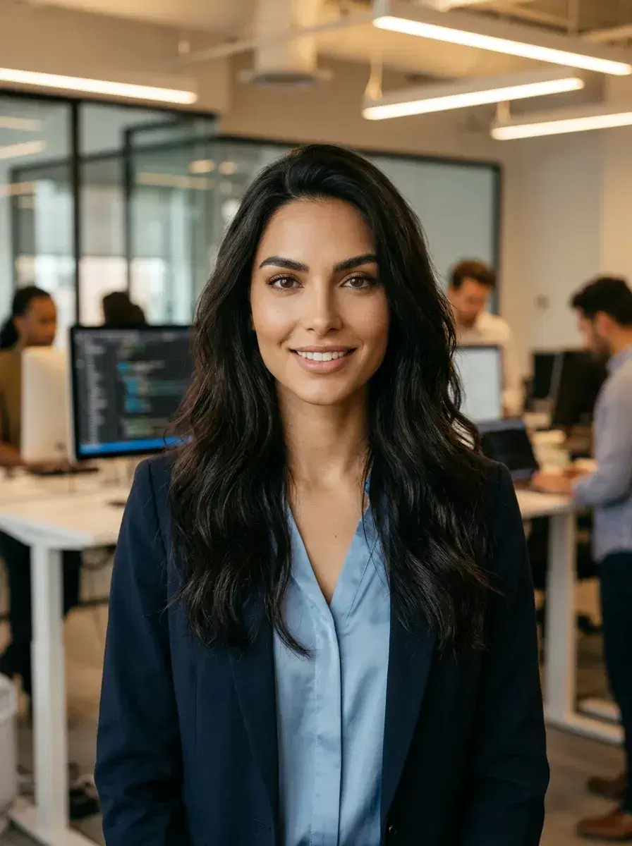AI AI Startup Headshots — Look Founder-Ready — AI startup headshot in open-plan tech office environment