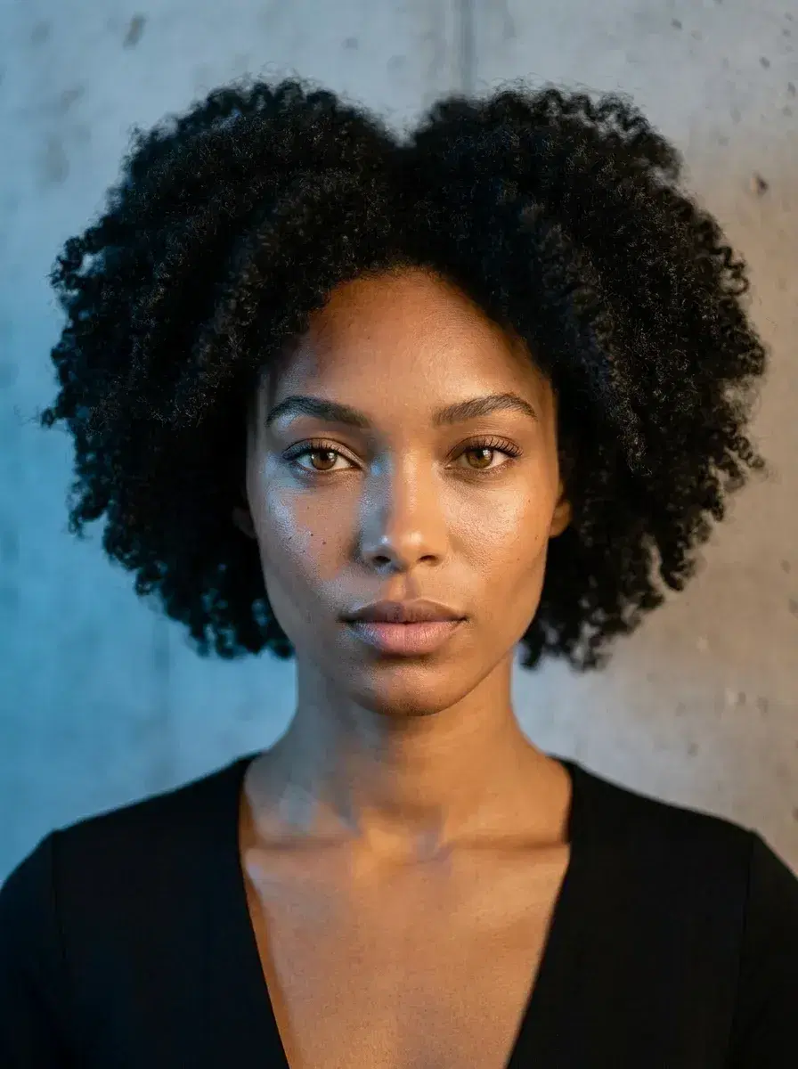 AI AI Supermodel Headshots — Editorial Glamour — AI supermodel headshot in Berlin industrial loft with mixed cinematic lighting