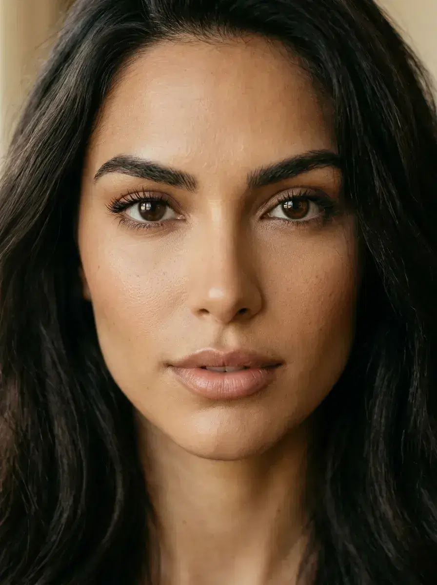 AI AI Supermodel Headshots — Editorial Glamour — AI supermodel close-up portrait with soft studio beauty lighting