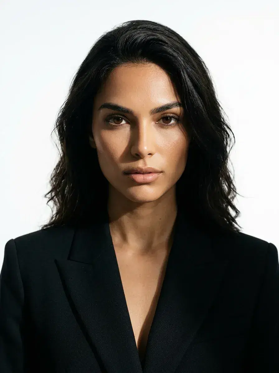 AI AI Supermodel Headshots — Editorial Glamour — AI supermodel headshot with dramatic studio lighting and editorial styling