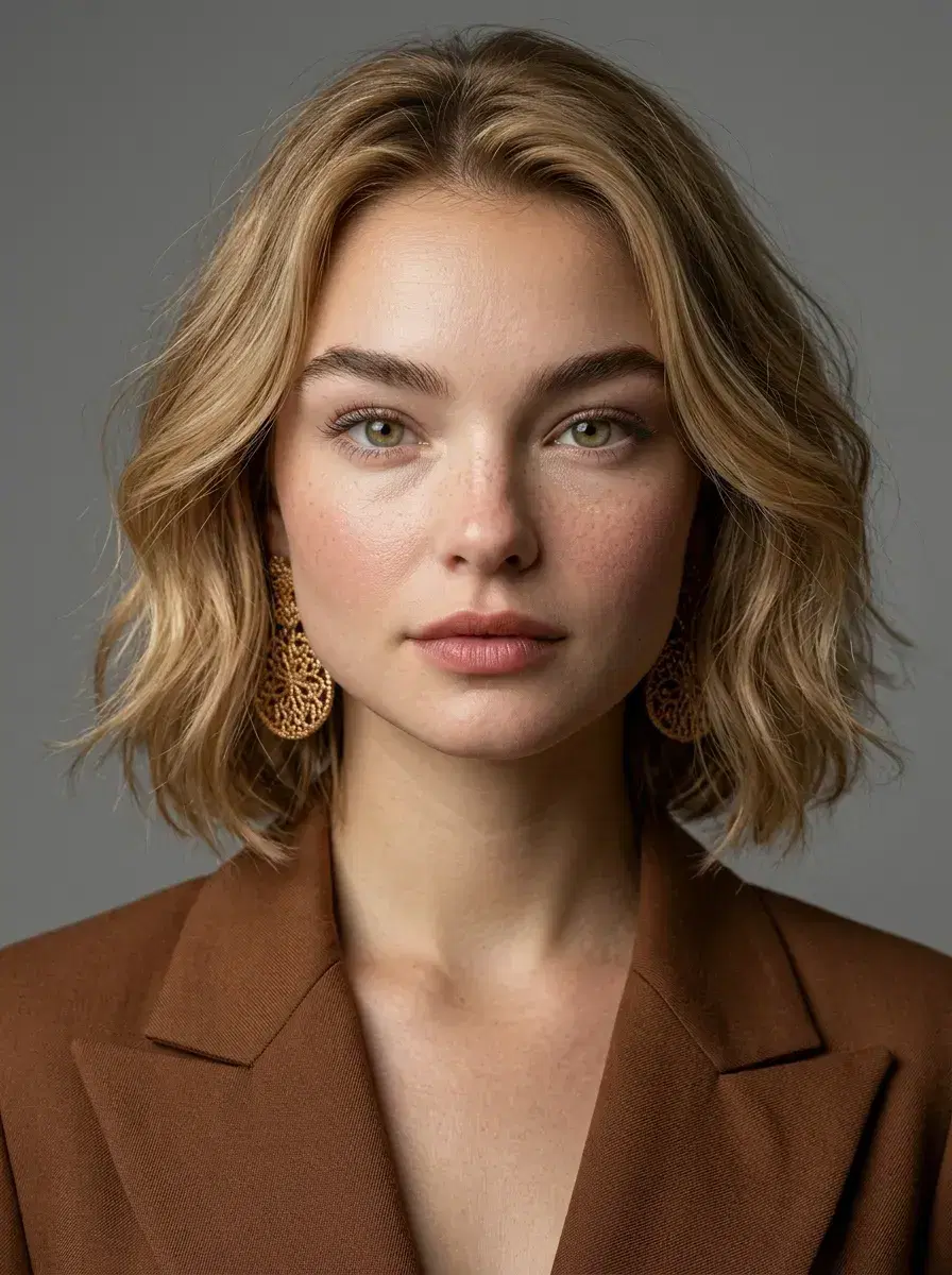 AI AI Supermodel Headshots — Editorial Glamour — AI supermodel chest-up headshot with Rembrandt studio lighting