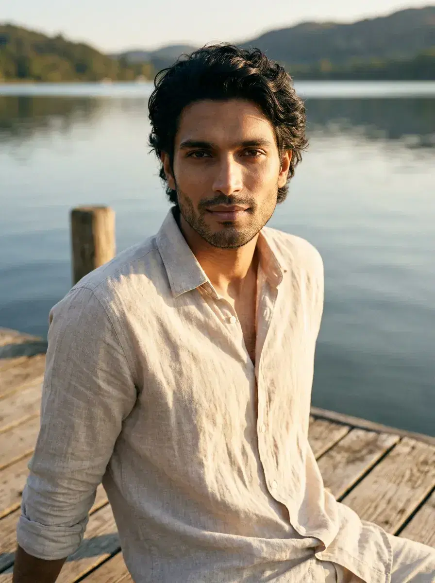 AI AI VSCO Aesthetic Photos — Film-Grain Vibes — AI VSCO aesthetic photo of a person on a sun-bleached dock with warm faded film tones