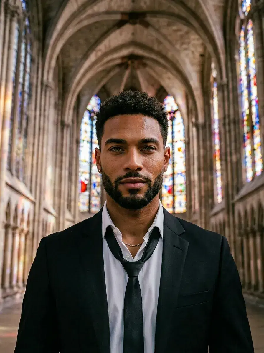 AI AI Wedding Photos — Timeless Portraits — AI wedding portrait at a decorated reception table with floral centerpieces