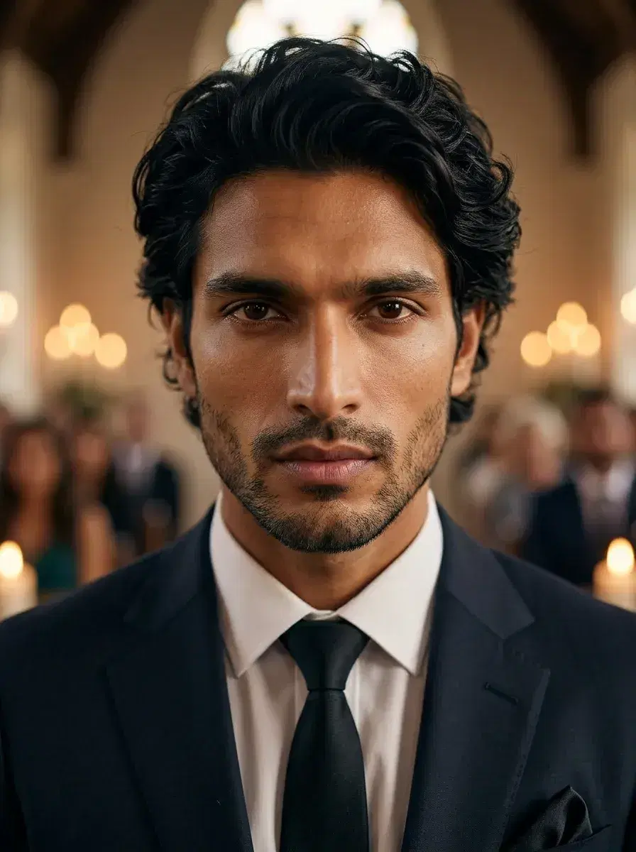 AI AI Wedding Photos — Timeless Portraits — Close-up AI wedding portrait with candlelit floral bokeh background