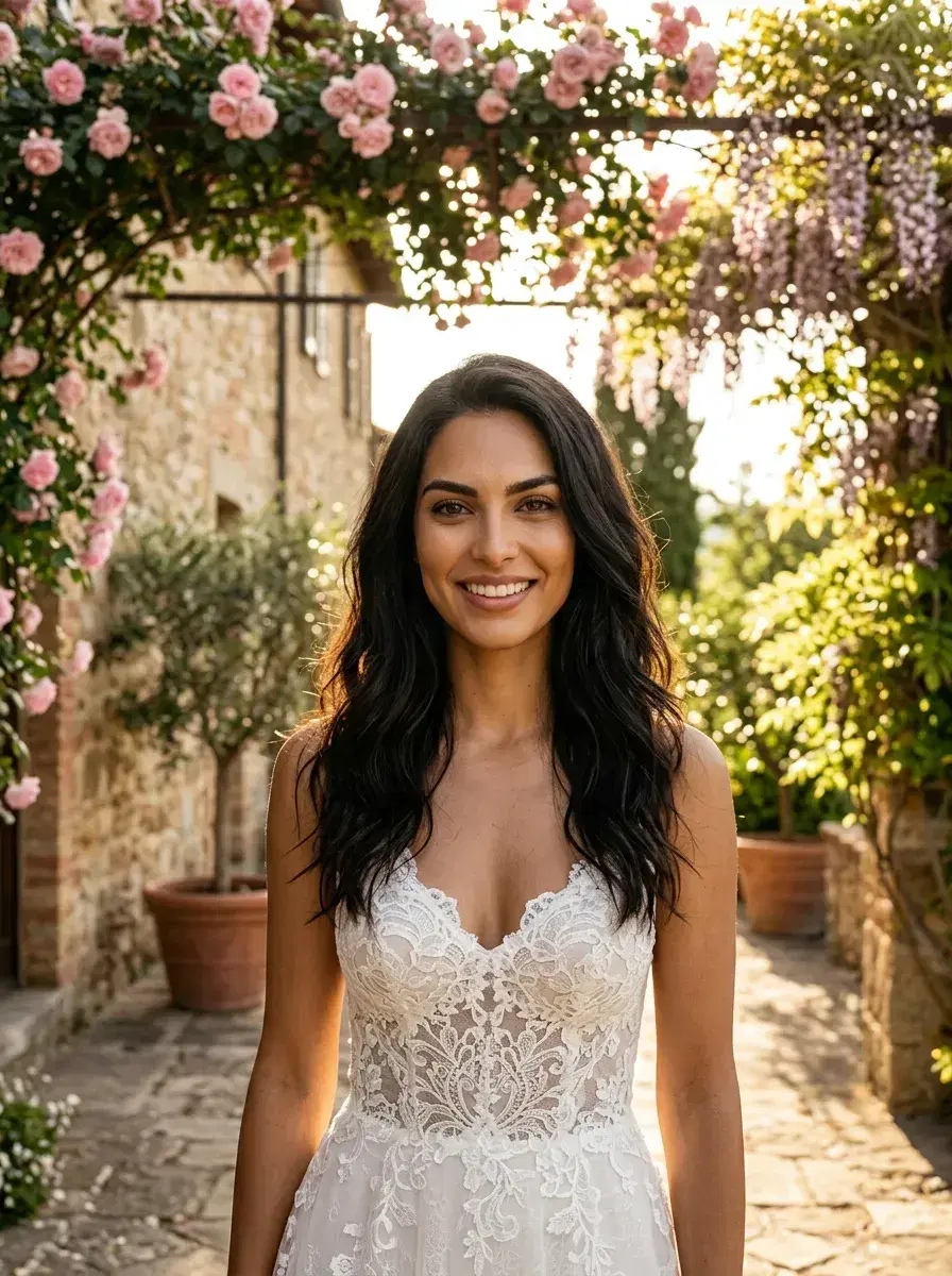 AI AI Wedding Photos — Timeless Portraits — AI wedding photo at cliffside ocean venue with white marquee tent