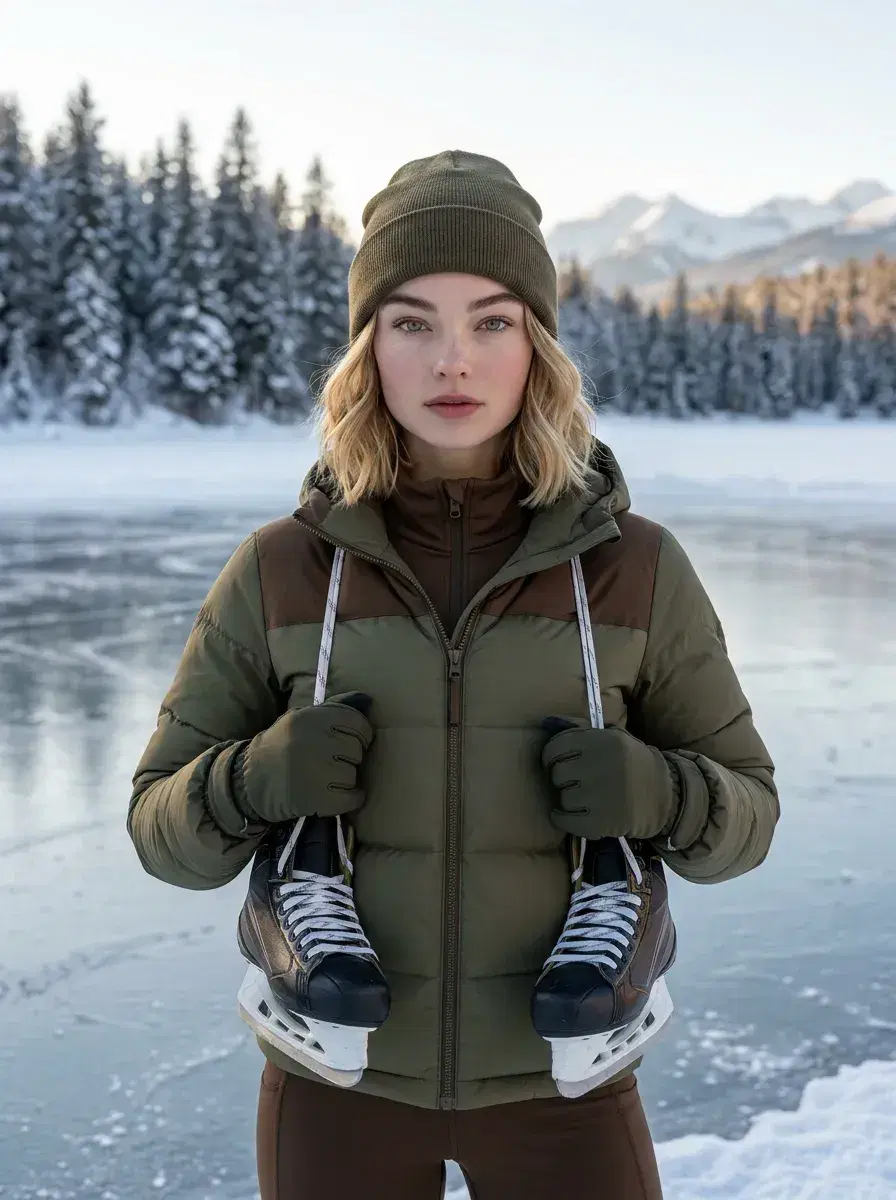 AI AI Winter Photos — Frosty Season Looks — Medium AI winter photo at a frozen lake with snowy forest