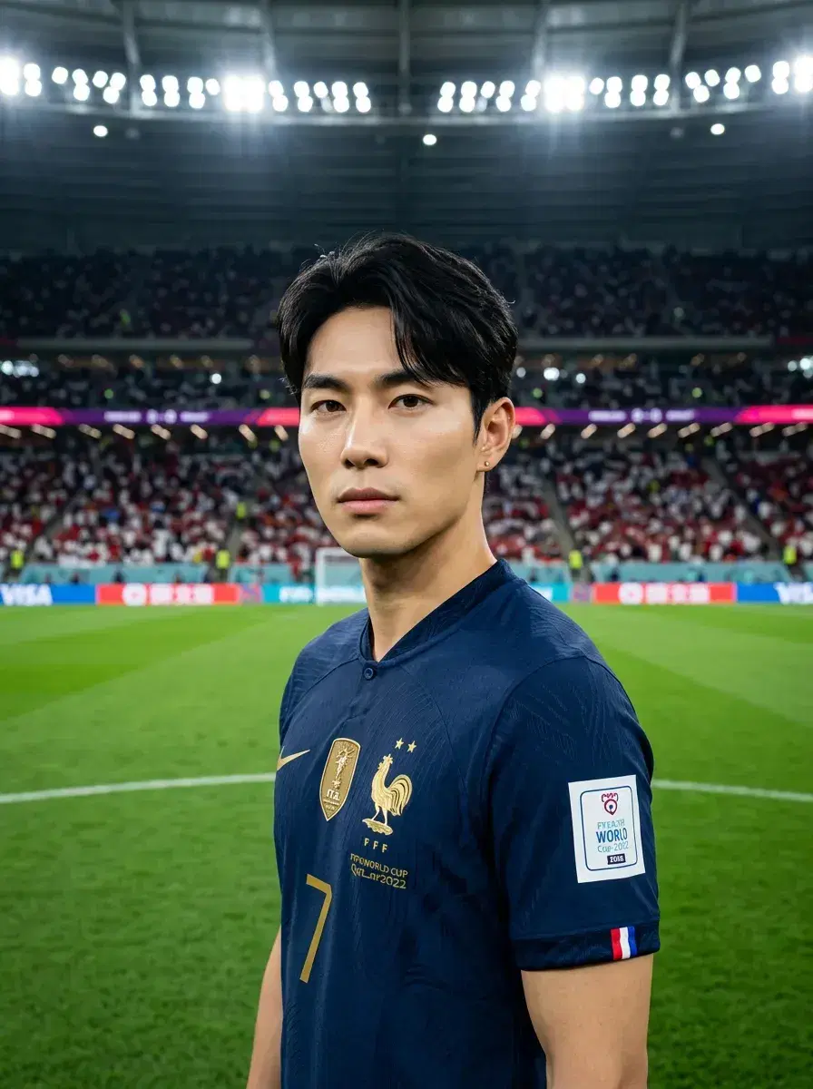 AI AI World Cup 2026 Photos — Be the Story — Person in football kit at the centre circle before a World Cup Group Stage match