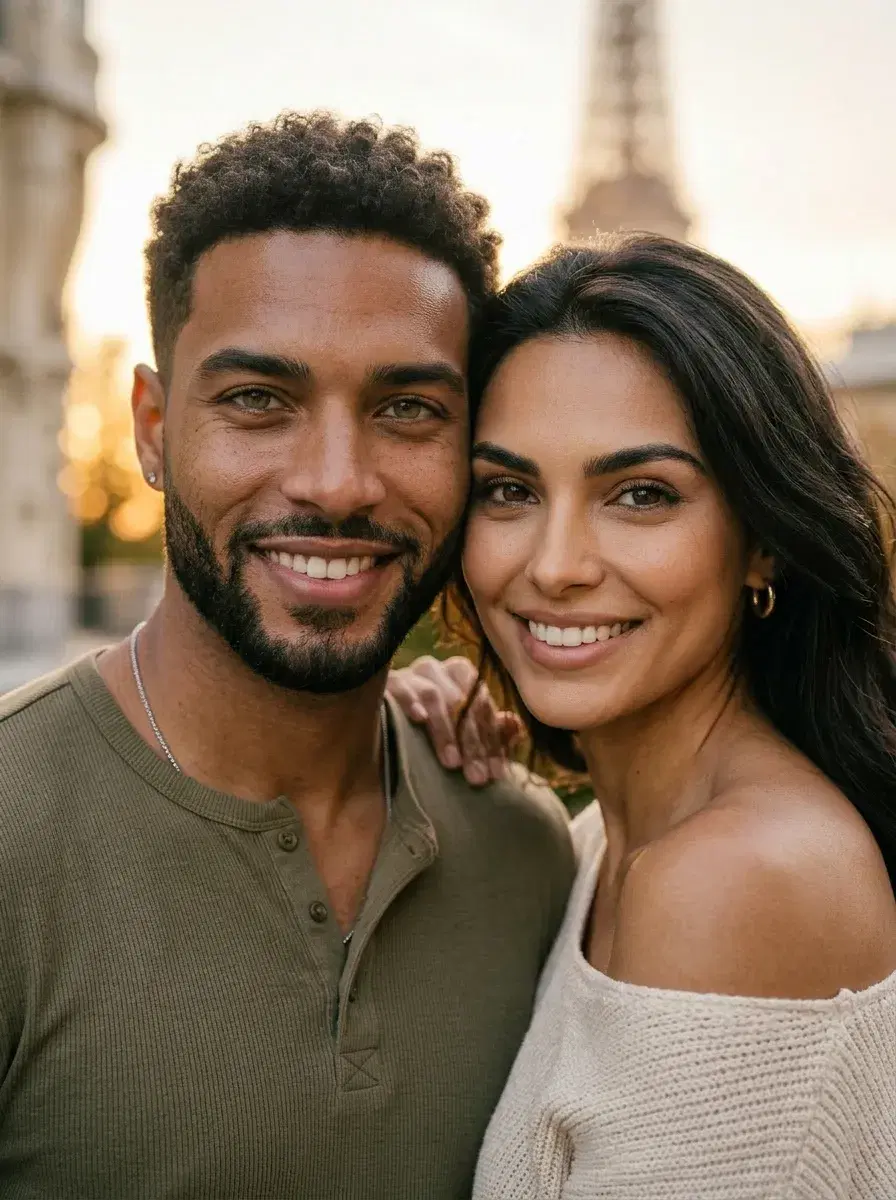 AI couple portrait of Amir and Danin — generated with Pose AI couple feature