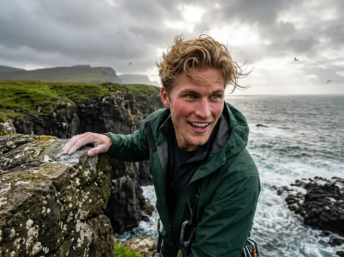 AI portrait in Cliffside Adventure style pack — outdoor adventure photo generated from one selfie