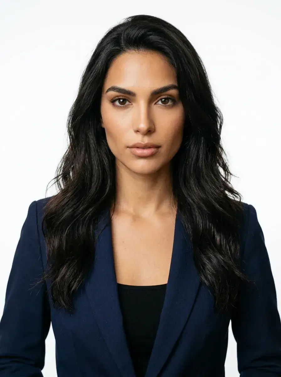 AI Pose Up Photos — Person against white studio background — clean commercial pose up headshot