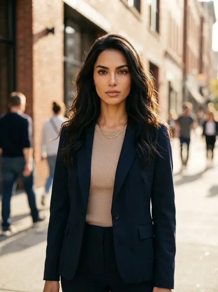 AI Pose Up Photos — Person in smart-casual outfit on urban street — professional pose up photo